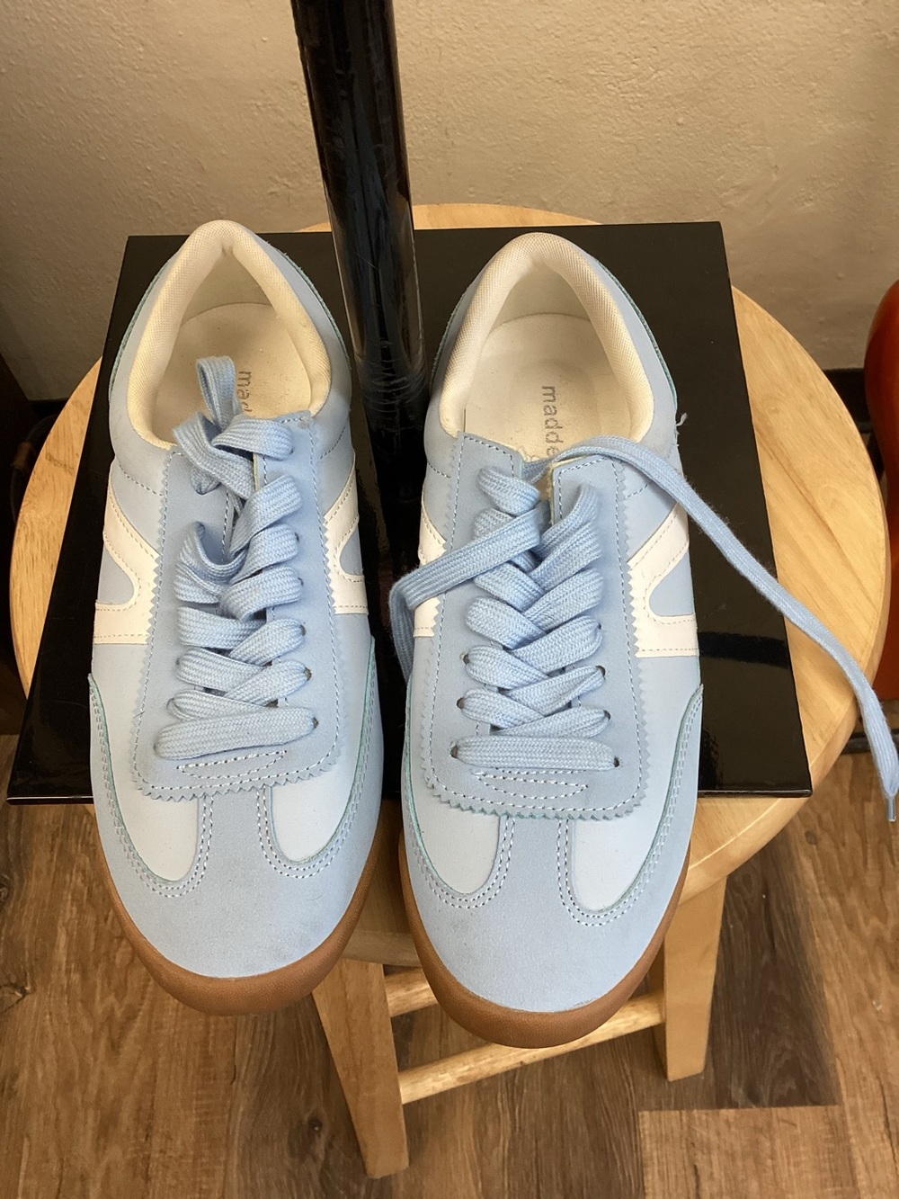 Madden Girl Powder Blue Retro Lace-Up Sneakers with White Accent